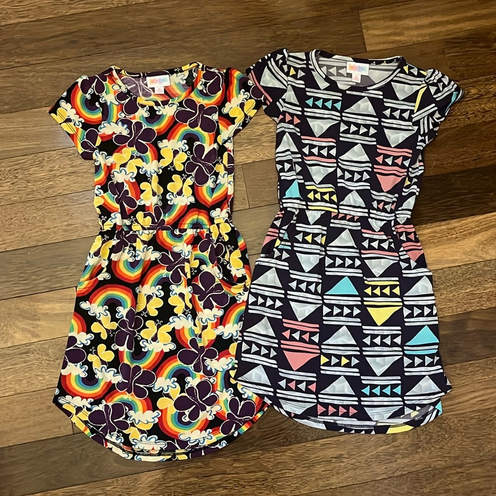 LulaRoe Mae Girls Size 6 Dresses 🌈☁️🦋